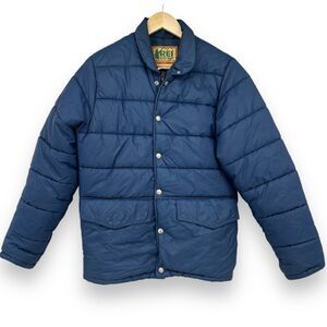 REI Co-Op Vintage Puffer Jacket Men's Small Blue Nylon